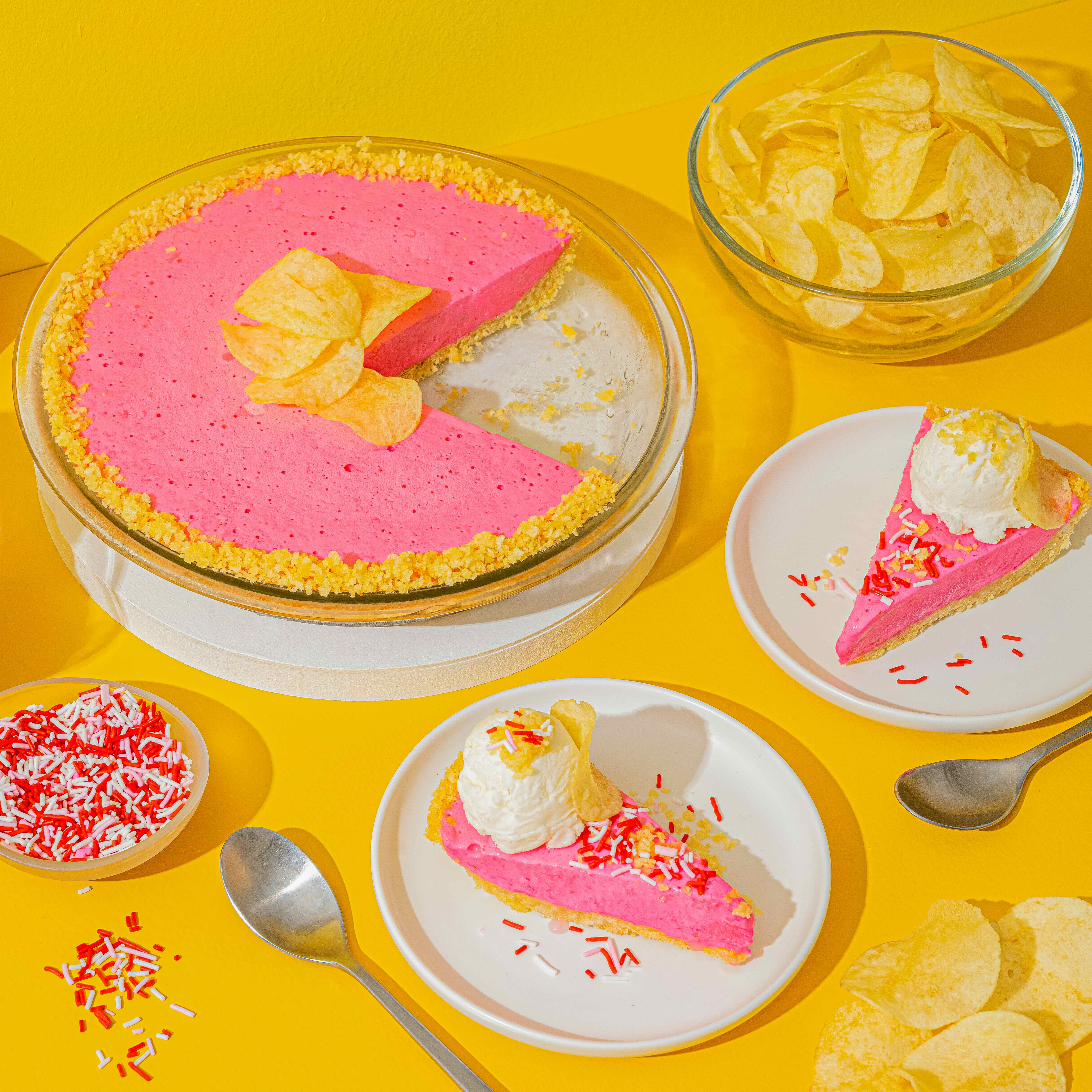 LAY'S® Pink Lemonade Vanilla Pie with Salty Potato Chip Crust